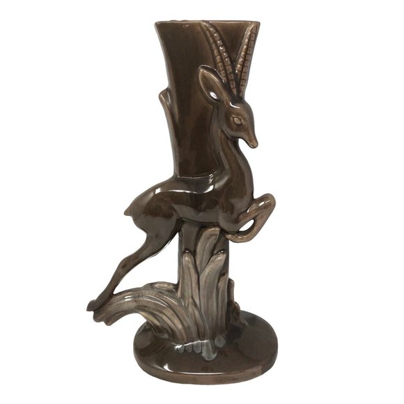 Royal Haeger Gazelle Vase Art Pottery Mid Century Decor Drip Glaze 14.25" - Picture 2 of 13